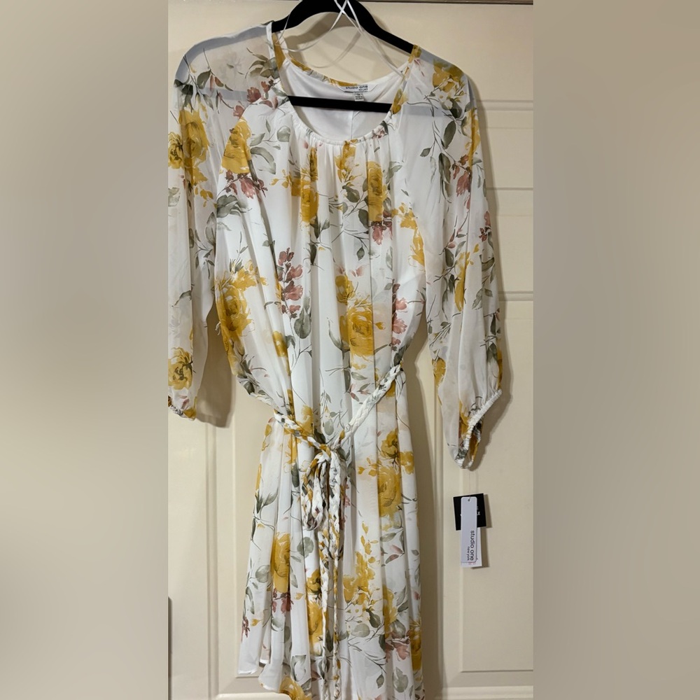 Floral Print Dress with Tie Waist
